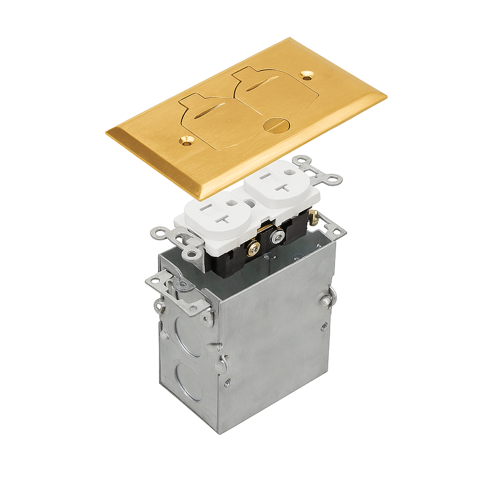 Malibu MapleBox™ RFB-1 One-Gang Recessed Floor Box with 20-Amp Duplex Receptacle – Multiple Finishes