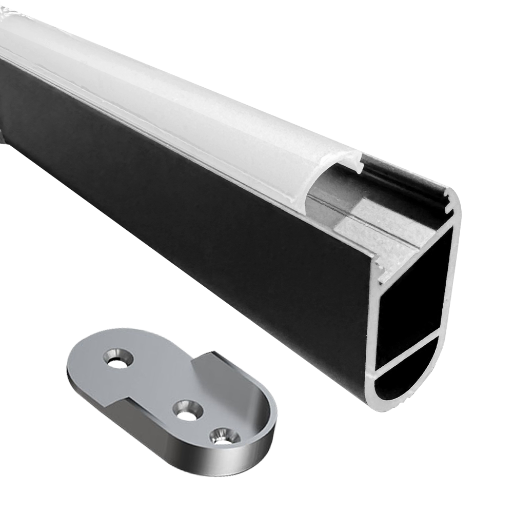 ABBA AP16F Black Aluminum Profile Wardrobe Rail- 80 Feet