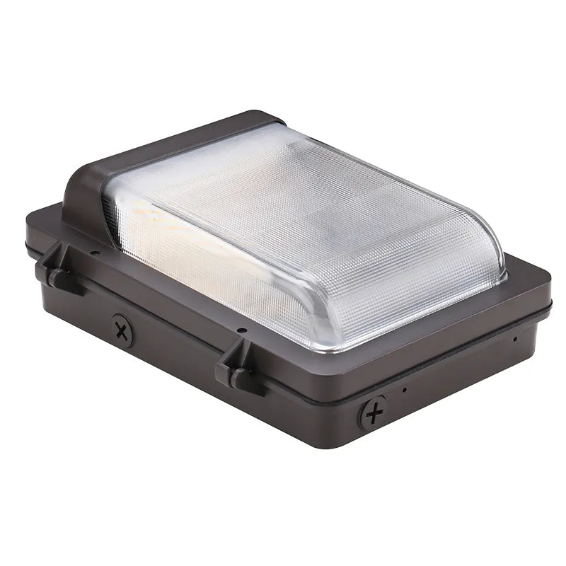 Paquete de pared plana Westgate de 40 W con fotocélula, lente de vidrio y tornillos antivandálicos