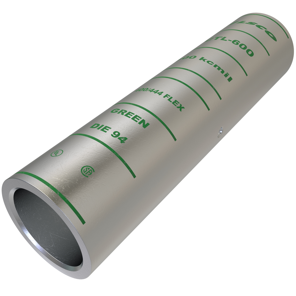 lsco CTL-600 SureCrimp® Copper Compression Sleeve, Conductor Size 600, Long Barrel, Tin Plated, UL, CSA