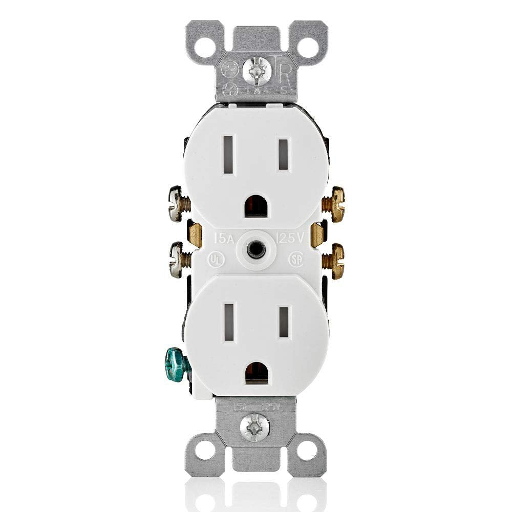 15 - Amp 125V Tamper Resistant Duplex Receptacle, White - Sonic Electric