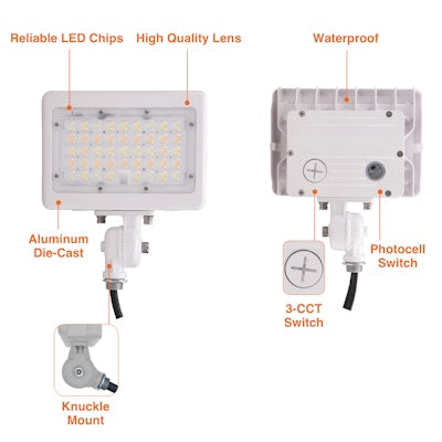 Envision LED-ARL-2P30-TRI-WH-KN-PC Area Flood: M-Line 1/2" Knuckle w/ Photocell - White