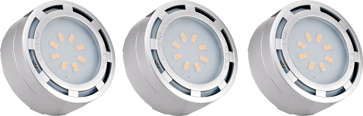 Westgate LED-PL3NKL 120V LED 3-Pack Puck Light - Nickel