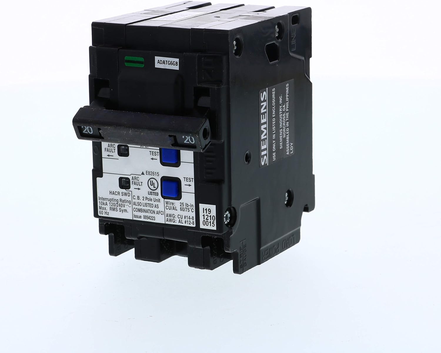 Siemens Q220AFCN 20-Amp 2-Pole AFCI Combination Circuit Breaker
