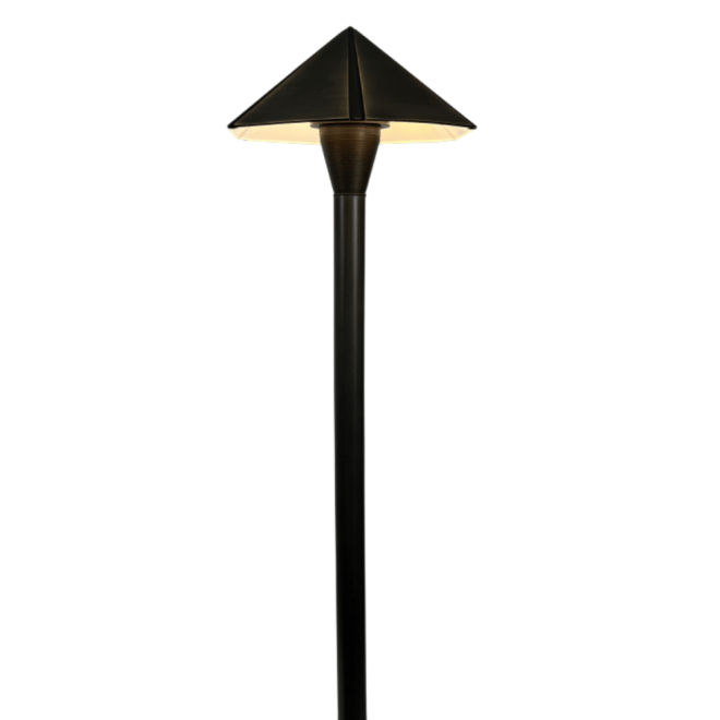 ABBA Lighting PLB19 Heavy-Duty Cast Brass Pyramid Path Light, 12V Low Voltage, G4 LED Compatible, IP65 - Dark Brass Finish