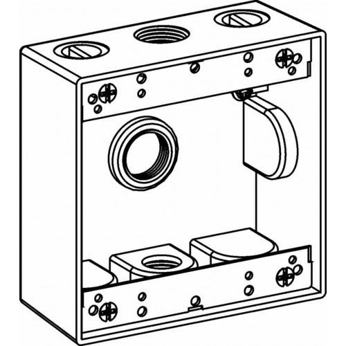 Orbit 2B100-3-BR 2-Gang Weatherproof Box 3 1" Hubs 2" Deep - Bronze