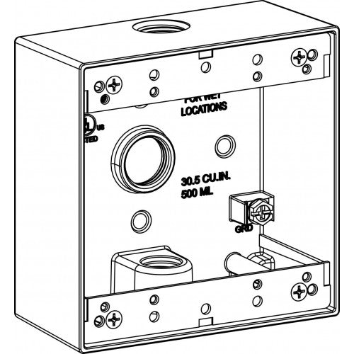 Orbit 2B50-3-W 2-Gang Weatherproof Box 3 1/2" Hubs 2" Deep - White
