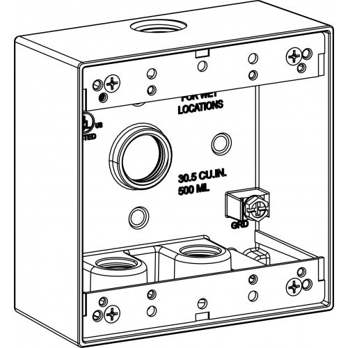 Orbit 2B50-4 2-Gang Weatherproof Box 4 1/2" Hubs 2" Deep - Gray