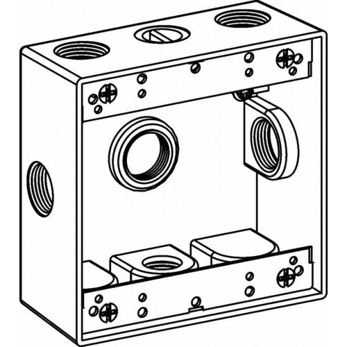 Orbit 2B50-6X 2-Gang Weatherproof Box 6 1/2" Hubs 2" Deep - Gray