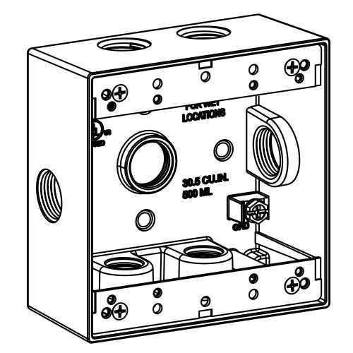 Orbit 2B50-7X 2-Gang Weatherproof Box 7 1/2" Hubs 2" Deep - Gray