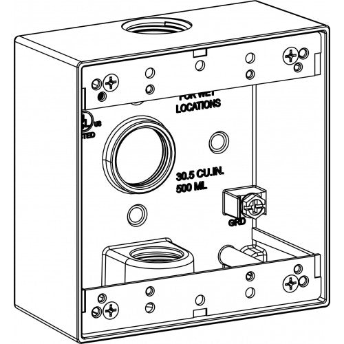Orbit 2B75-3-W 2-Gang Weatherproof Box 3 3/4" Hubs 2" Deep - White