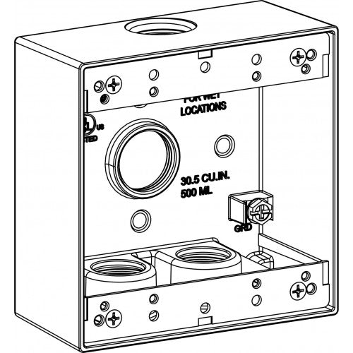 Orbit 2B75-4 2-Gang Weatherproof Box 4 3/4" Hubs 2" Deep - Gray