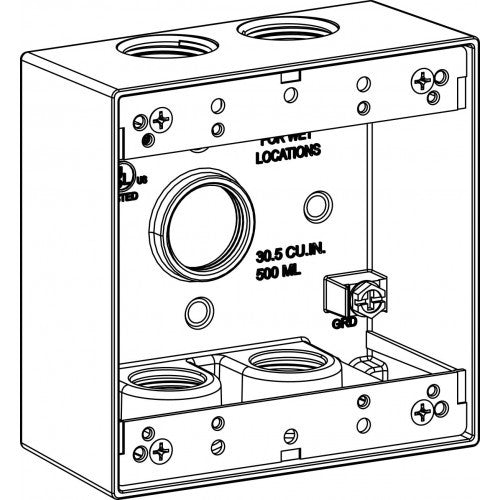 Orbit 2B75-5-BR 2-Gang Weatherproof Box 5 3/4" Hubs 2" Deep - Bronze