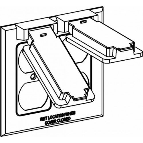 Orbit 2C-2D-W 2-Gang Weatherproof Device Cover 2 Duplex REC, Device Mount - White