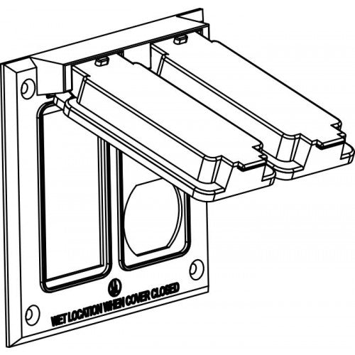 Orbit 2C-GD 2-Gang Weatherproof Cover 1 GFCI & 1 Duplex REC, Device Mount - Gray
