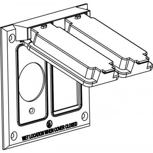 Orbit 2C-GS 2-Gang Weatherproof Cover 1 GFCI & 1 Single REC/SW, Device Mount - Gray