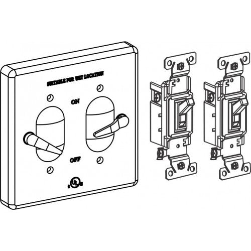 Orbit 2CA-SW20-W 2-Gang AL. Weatherproof Lever Switch Cover With TS20, Device Mount - White