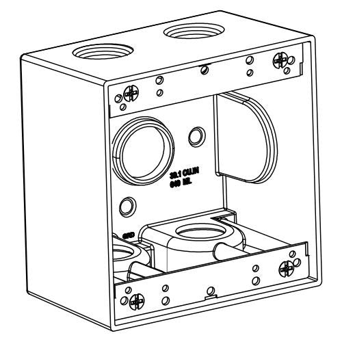 Orbit 2DB75-5 2-Gang Weatherproof Box 5 3/4" Hubs 2-5/8" Deep - Gray