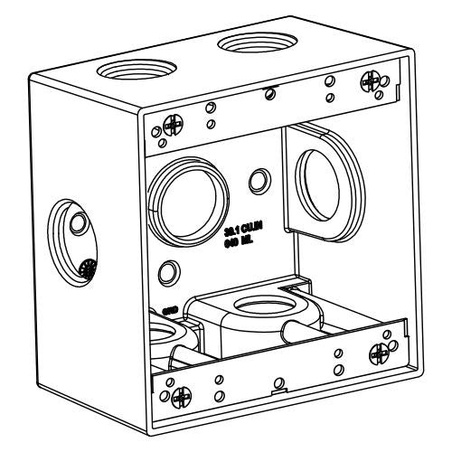 Orbit 2DB75-7X 2-Gang Weatherproof Box 7 3/4" X Hubs 2-5/8" Deep - Gray