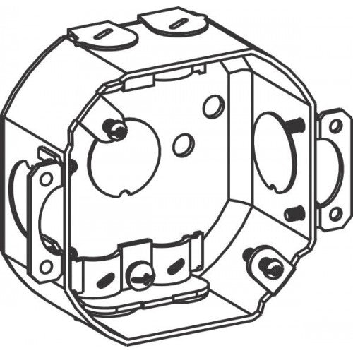 Orbit 3RB-NM-E 3-1/2" Drawn Octagon Box 1-1/2" Deep With NM Clamp And Ears