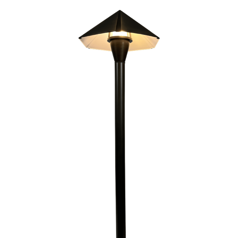 ABBA Lighting PLB19 Heavy-Duty Cast Brass Pyramid Path Light, 12V Low Voltage, G4 LED Compatible, IP65 - Dark Brass Finish