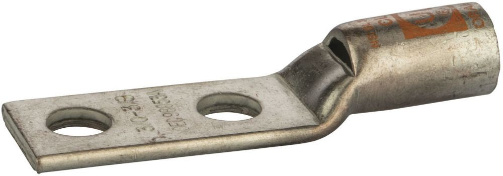 Malibu 3/0 AWG Copper Compression Lug – Long Barrel, 3/8" Stud, Two-Hole, UL Listed