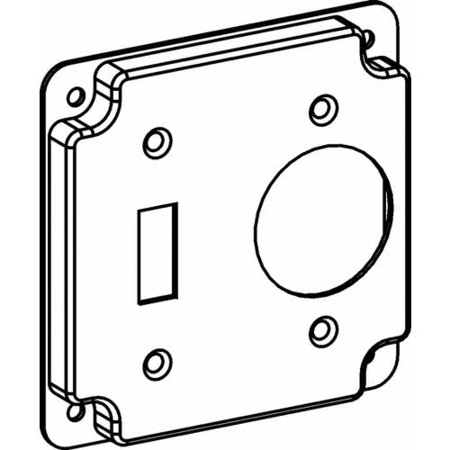 Orbit 4413 4" Square Single Receptacle / Toggle Industrial Cover With Crushed Corner - Galvanized