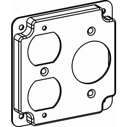 Orbit 4423 4" Square Duplex / Single Receptacle Industrial Cover With Crushed Corner - Galvanized