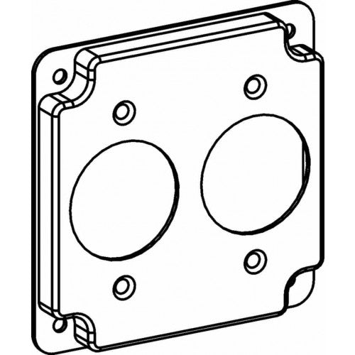 Orbit 4433 4" Square 2 Single Receptacles Industrial Cover With Crushed Corner - Galvanized
