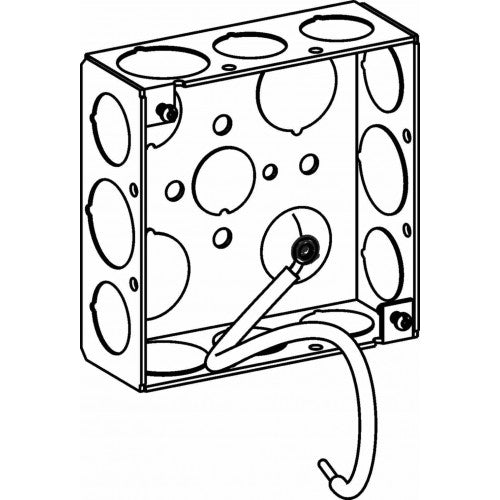 Orbit 4SB-50/75-PT 4" SQ.Box 1-1/2" Deep, 1/2" K.O. FB BRAC.-Welded With Pigtail - Galvanized