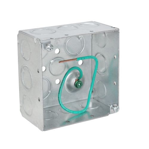Orbit 4SDB-MKO-PT-10 4" Square Box 2-1/8" Deep With 10" Pigtail - Galvanized