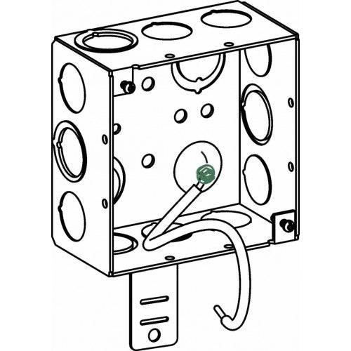 Orbit 4SDB-MKO-PT-BSA 4" Square 2-1/8" Deep Box With Pigtail & Back Support - Galvanized