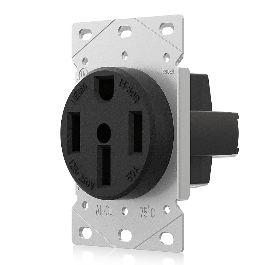 50 Amp, 125/250 Volt, NEMA 14-50R, 3 Pole, 4 Wired