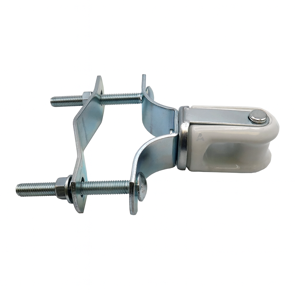 Adjustable Porcelain Wire Holder w/ Steel Clamps for 1-1/4" to 3" Pipe