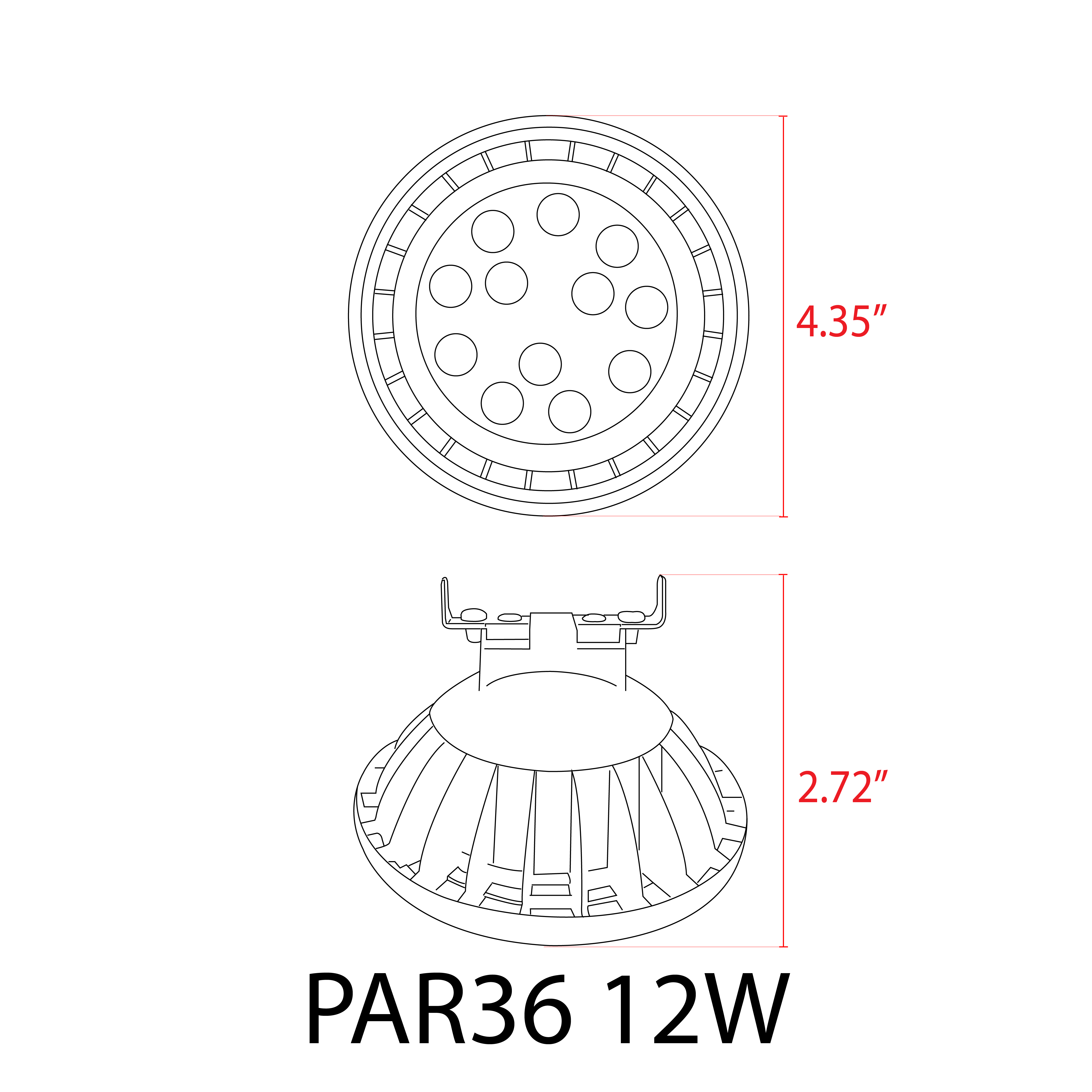 ABBA 12W PAR36 LED Light Bulb - Multiple Color Temperatures