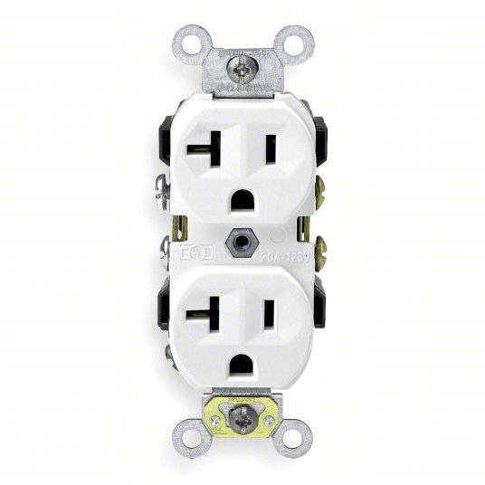 20-Amp 250V Duplex Receptacle, Heavy-Duty, UL Certified - White