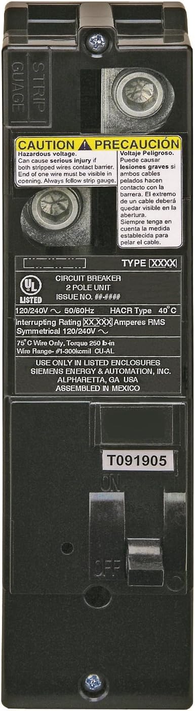 Siemens QS2125 125-Amp 2-Pole 10KAIC Main Circuit Breaker