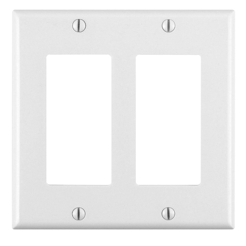 Leviton 80409-W 2-Gang Decora/GFCI Device Wallplate - White