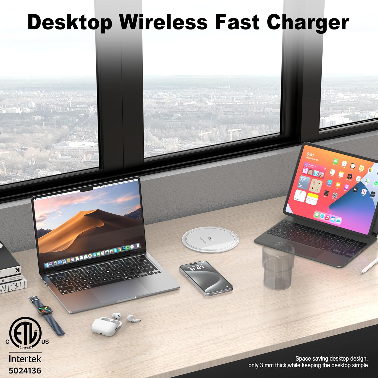 Wireless Charging Kitchen Counter Pop Up With 4 Receptacles with 1 Type-A and 2 Type-C USB