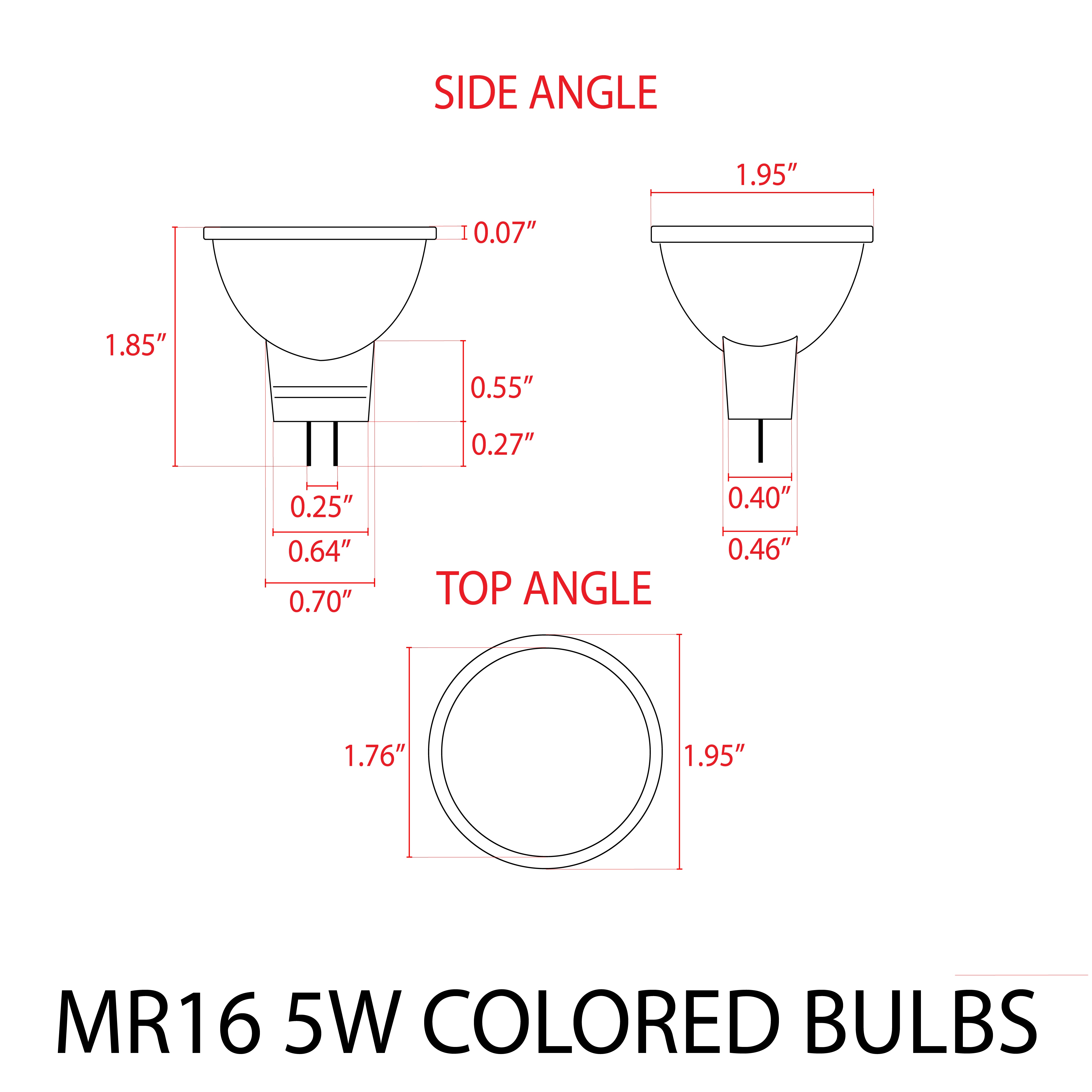 ABBA MR16 5W 12V Dimmable LED Color Light Bulb - Red, Green or Blue
