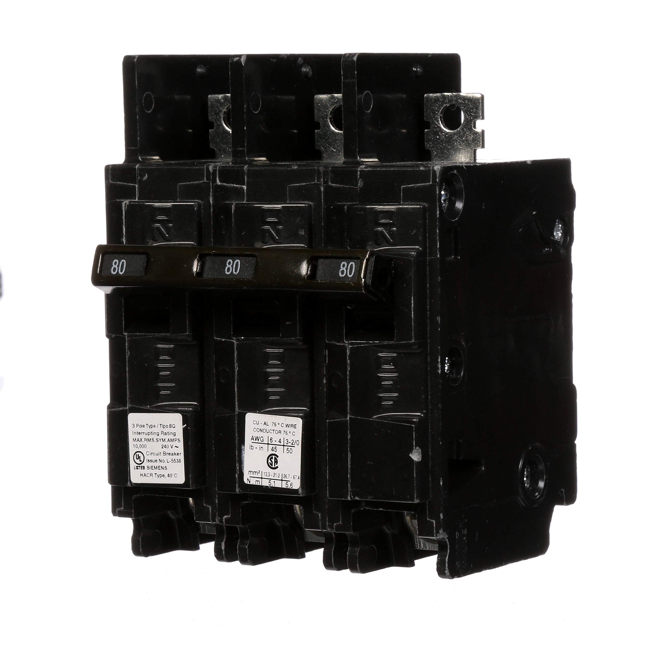 Siemens BQ3B080 80-Amp 3-Pole Type BQ Circuit Breaker