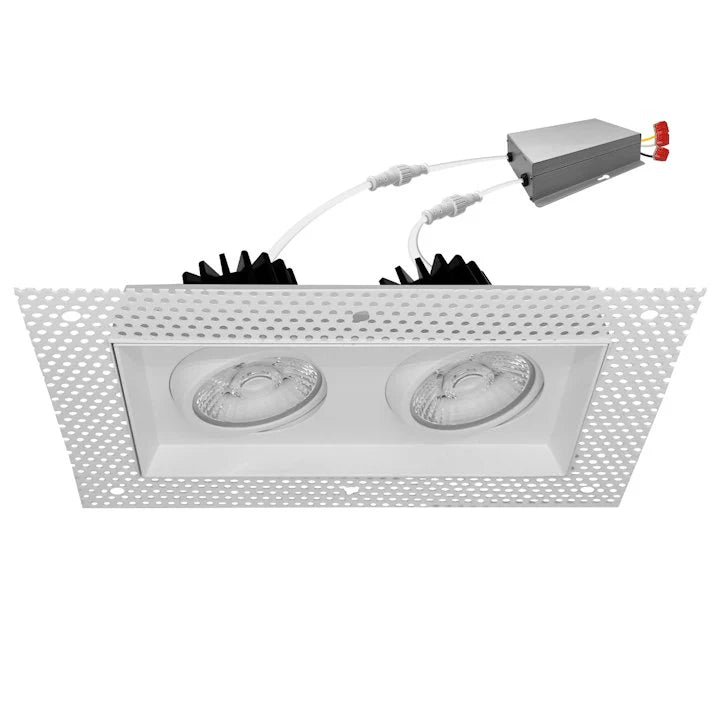 Envision 4" Double Head Downlights, 120V, Selectable CCT, Trim less, White