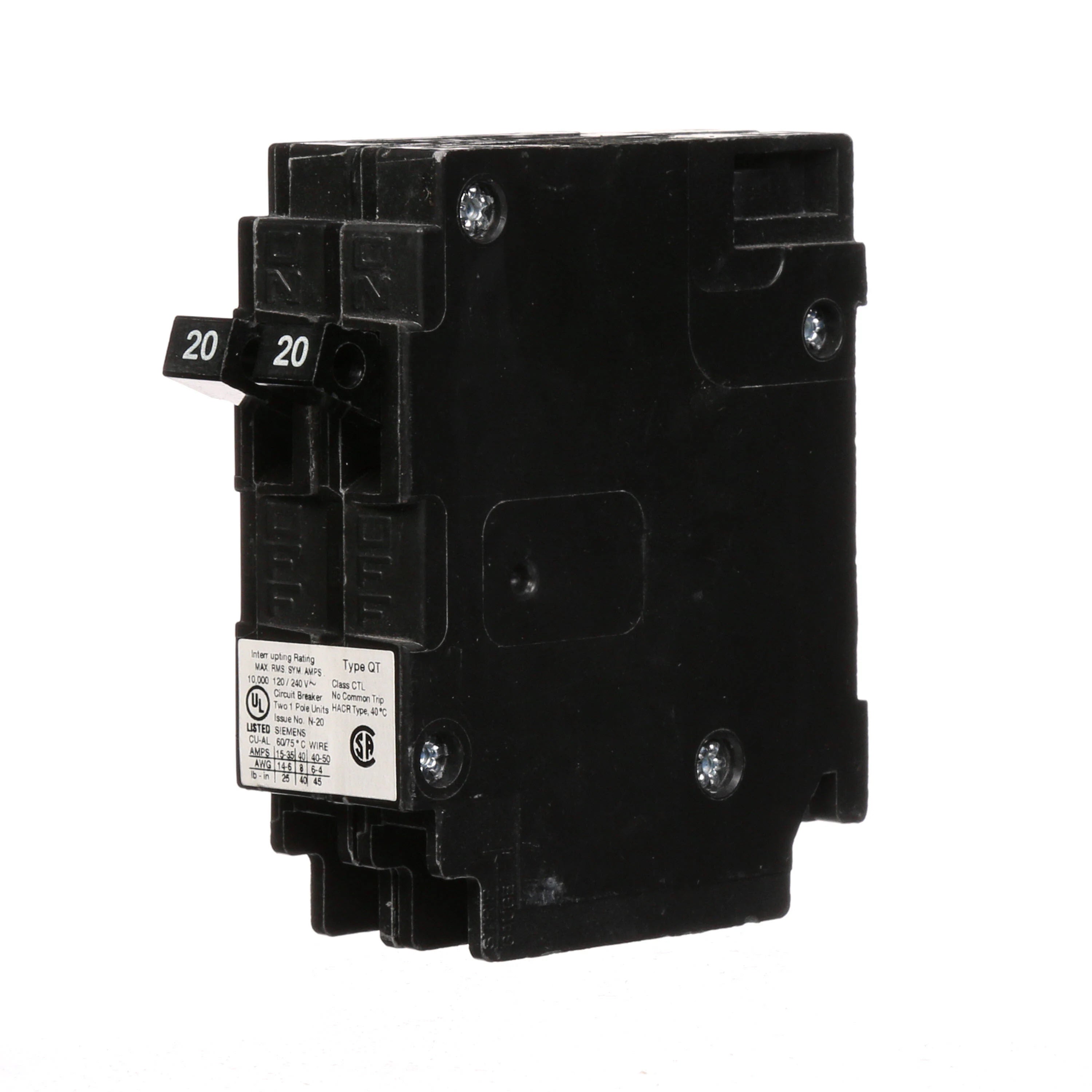 Siemens Q2020 20-Amp 1-Pole Type QT Tandem Circuit Breaker - 1 Pack or 12 Pack