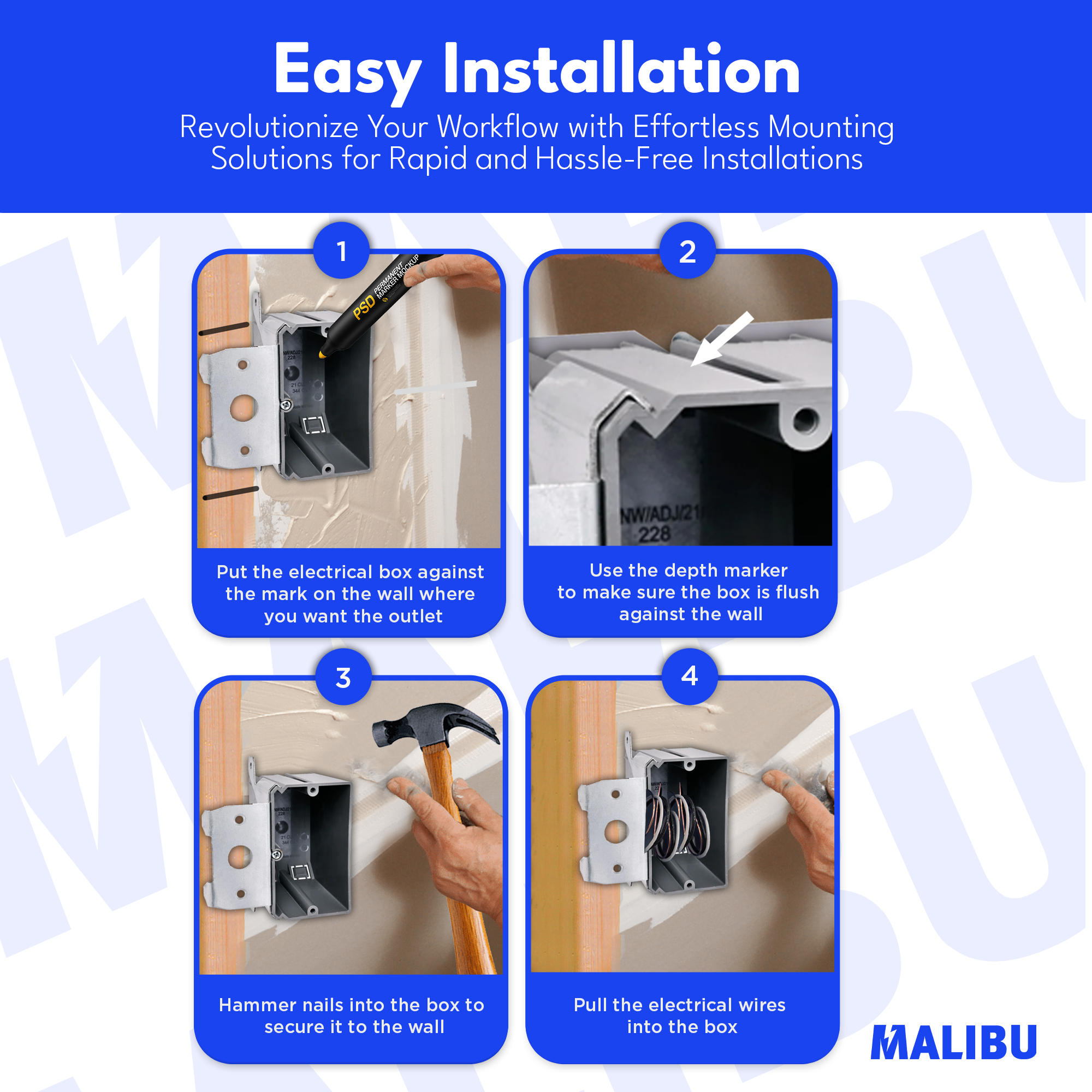 Malibu MapleBox™ P1GADJ-V Non-Metallic One-Gang Adjustable Vertical Outlet Box - New Work, 21 Cubic