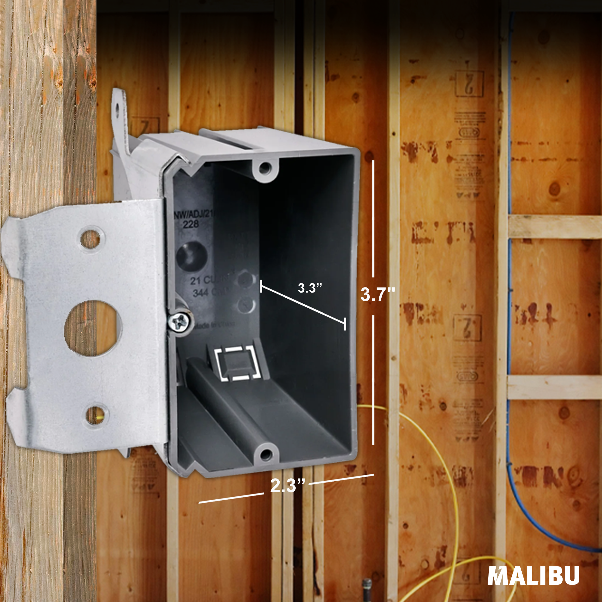 Malibu MapleBox™ P1GADJ-V Non-Metallic One-Gang Adjustable Vertical Outlet Box - New Work, 21 Cubic