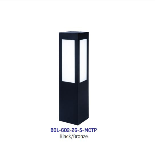 Westgate BOL-602-26-S-MCTP-BK Square Bollard Long Lens, Power And CCT Adjustable - Black