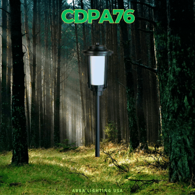 ABBA Lighting CDPA76 Integrated Tall Aluminum Path Light, 1.7W LED, 2700K Warm White, 160 Lumens, 12V AC/DC, IP65 - Black Finish