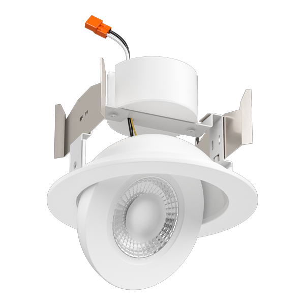 Elco Lighting EL456CT5W 4" LED Floating Adjustable Eyeball Insert w/5-CCT Switch, 9W, 700lm, 2700K-5000K Adjustable, Triac/ELV Dimmable - White Finish