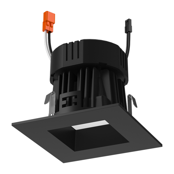 Elco Lighting EL487CT5BB 4" 0-10V Square LED Reflector Inserts with 5-CCT and 3-Lumen Switch - Black Finish