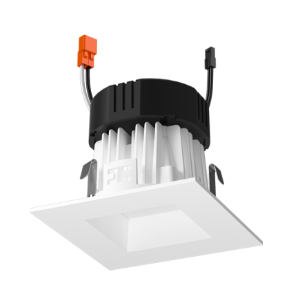 Elco Lighting EL487CT5W 4" 0-10V Square LED Reflector Inserts with 5-CCT and 3-Lumen Switch, 10/14/18W, 2700K-5000K, 1000/1400/1800lm, 120V-277V - White Finish